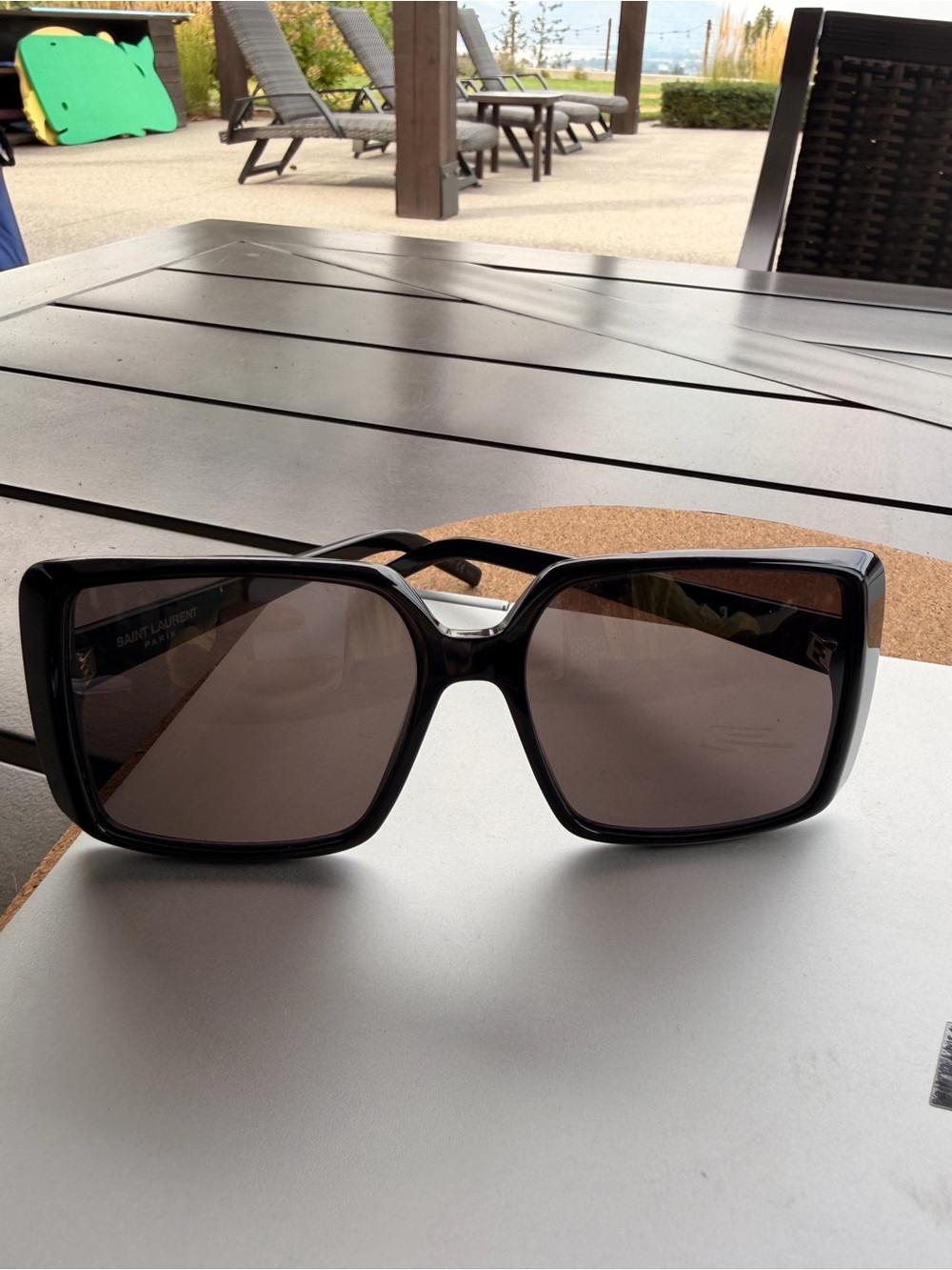 Saint Laurent Black Oversized Square Sunglasses with Brown Lenses
